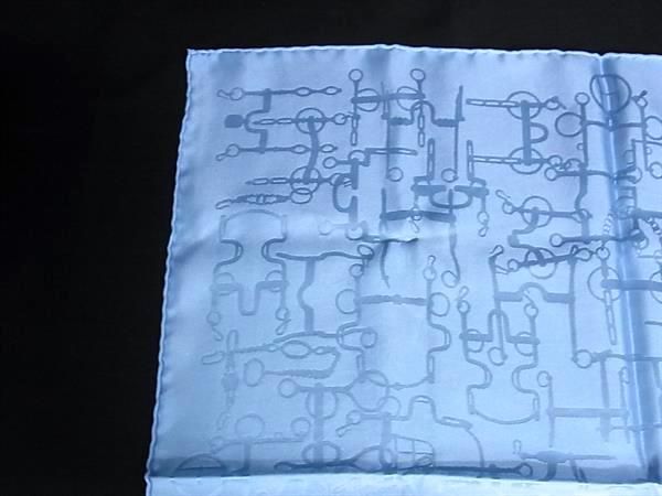 Hermes Collection Equestre Carre 45 Petit Gavroche Silk Pocket Square Light Blue — view 2