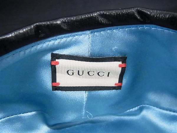 Gucci GG Pattern Glitter Wool Nylon Beret M 57 Light Blue Silver Hat — view 6