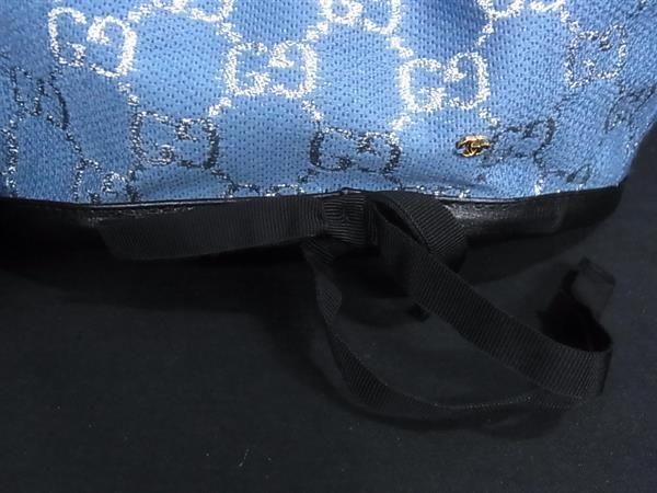 Gucci GG Pattern Glitter Wool Nylon Beret M 57 Light Blue Silver Hat — view 3