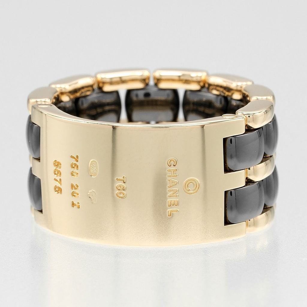 Chanel Ultra Large 18k Yellow Gold Ceramic Ring — view 3