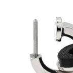 Hermes Earrings O'Kelly Metal Veau Swift Black Silver Cadena Shape Hoop — view 4