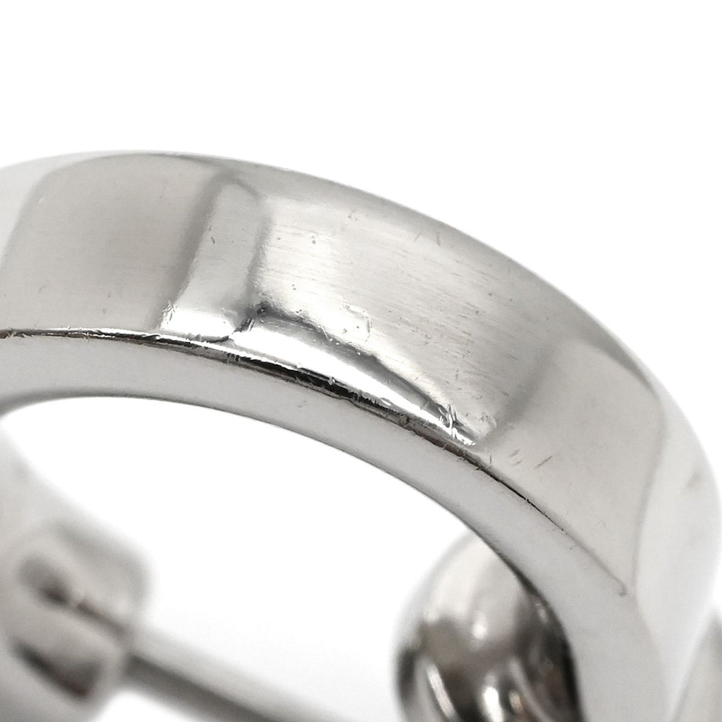 Hermes Earrings O'Kelly Metal Veau Swift Black Silver Cadena Shape Hoop — view 5