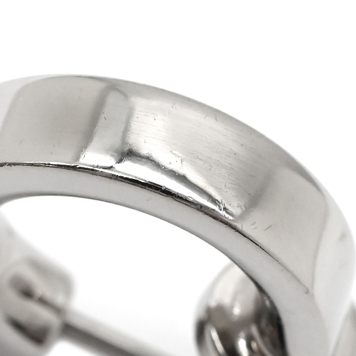 Hermes Earrings O'Kelly Metal Veau Swift Black Silver Cadena Shape Hoop — view 5