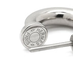 Hermes Earrings O'Kelly Metal Veau Swift Black Silver Cadena Shape Hoop — view 7