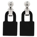 Hermes Earrings O'Kelly Metal Veau Swift Black Silver Cadena Shape Hoop — view 2