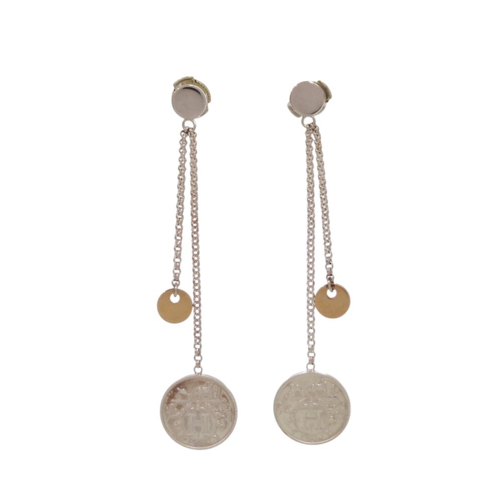 Hermes Ex-Libris PM 925 Sterling Silver 750 Earrings