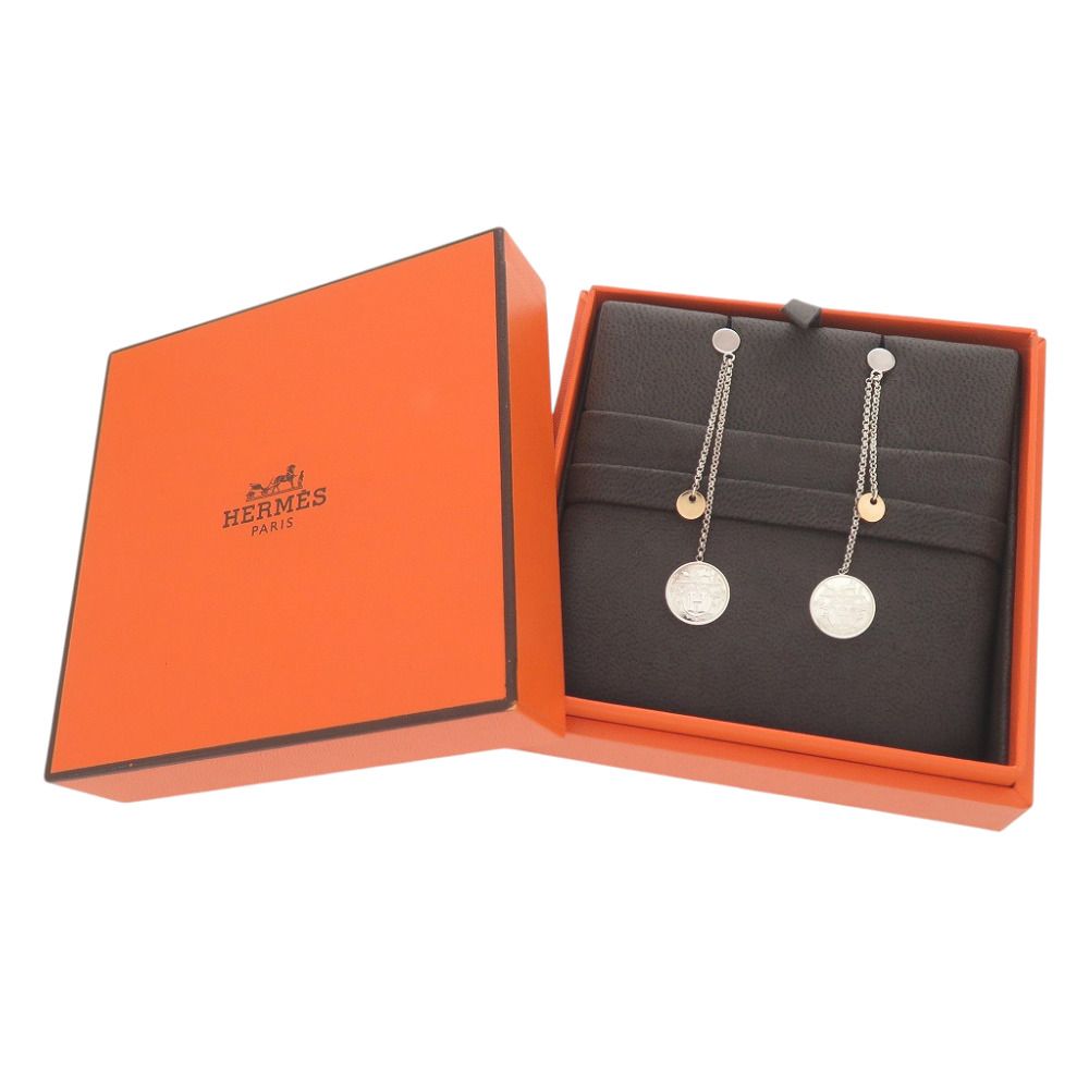 Hermes Ex-Libris PM 925 Sterling Silver 750 Earrings — view 2