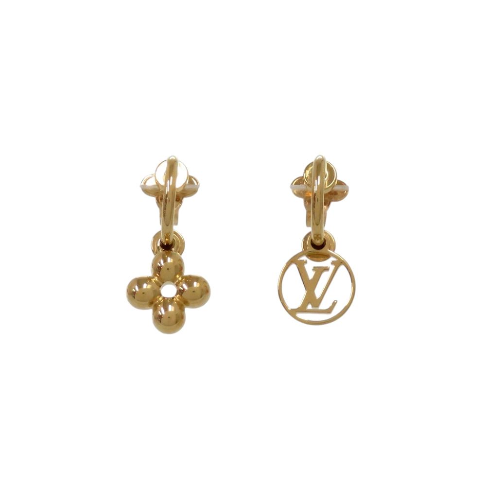 Louis Vuitton Blue Earrings Metal Gold