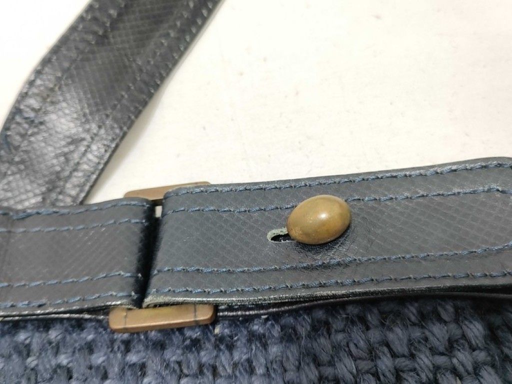 Bottega Veneta Shoulder Bag Navy Canvas Leather — view 7
