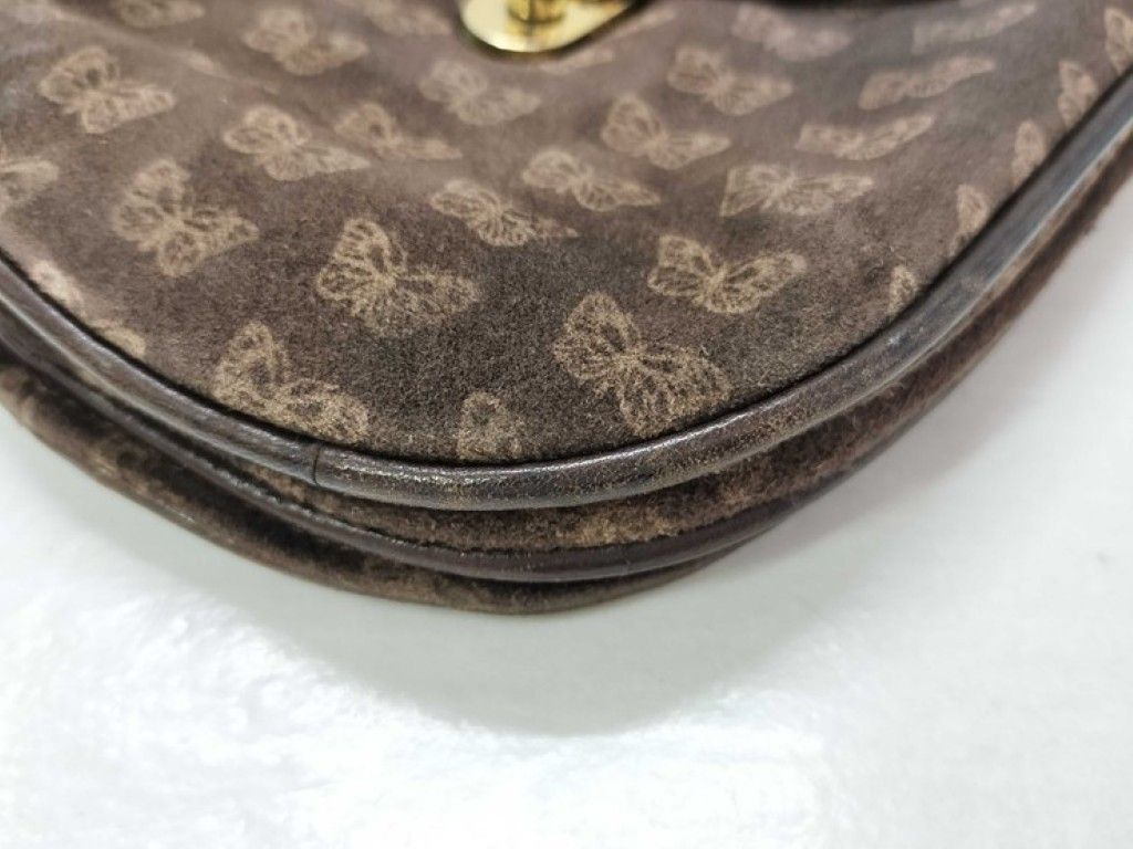 Bottega Veneta Shoulder Bag Brown Suede Leather Butterfly — view 6