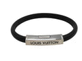 Louis Vuitton Bracelet Clip It Black Leather Silver