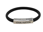Louis Vuitton Bracelet Clip It Black Leather Silver