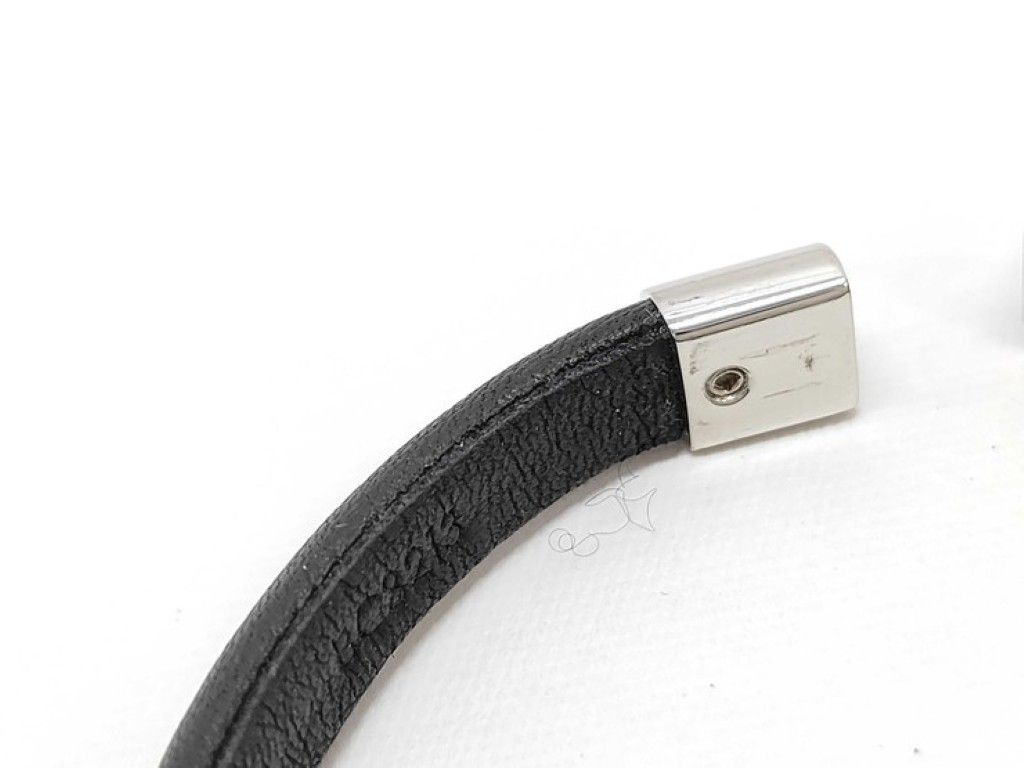 Louis Vuitton Bracelet Clip It Black Leather Silver — view 7