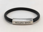 Louis Vuitton Bracelet Clip It Black Leather Silver — view 2