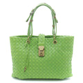 Bottega Veneta Intrecciato Capri Handbag Green Leather