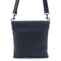 Bottega Veneta Intrecciato Shoulder Bag Black Leather