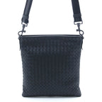 Bottega Veneta Intrecciato Shoulder Bag Black Leather
