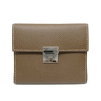 Hermes Card Case Clic Mini Etoupe Veau Epsom Silver Trifold
