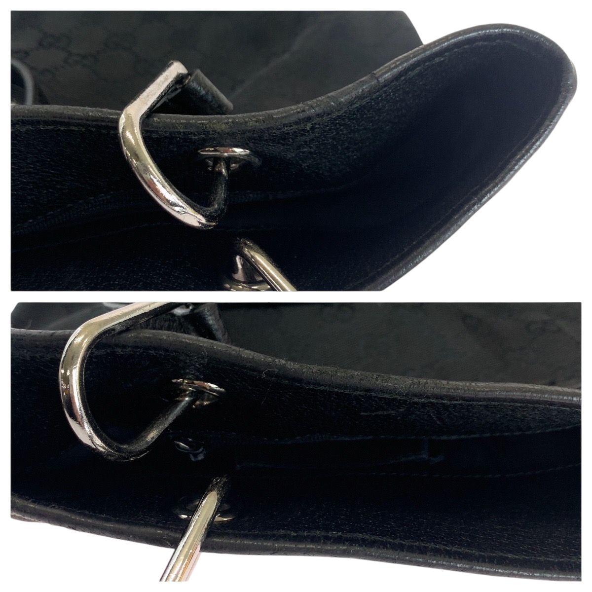 Gucci Black Silver GG Canvas Tote Shoulder Bag — view 6