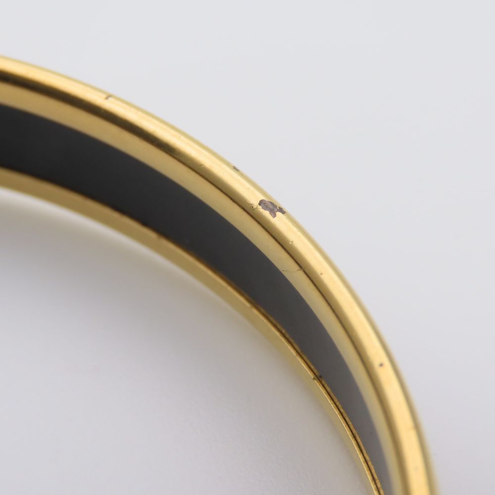 Hermes Bracelet Enamel PM Metal Blue Gold Black Cloisonne Ribbon — view 7