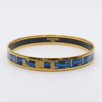 Hermes Bracelet Enamel PM Metal Blue Gold Black Cloisonne Ribbon — view 2