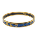 Hermes Bracelet Enamel PM Metal Blue Gold Black Cloisonne Ribbon