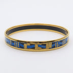 Hermes Bracelet Enamel PM Metal Blue Gold Black Cloisonne Ribbon — view 3