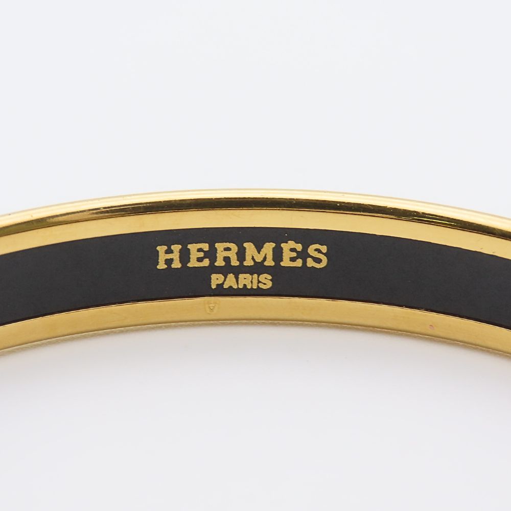 Hermes Bracelet Enamel PM Metal Blue Gold Black Cloisonne Ribbon — view 5