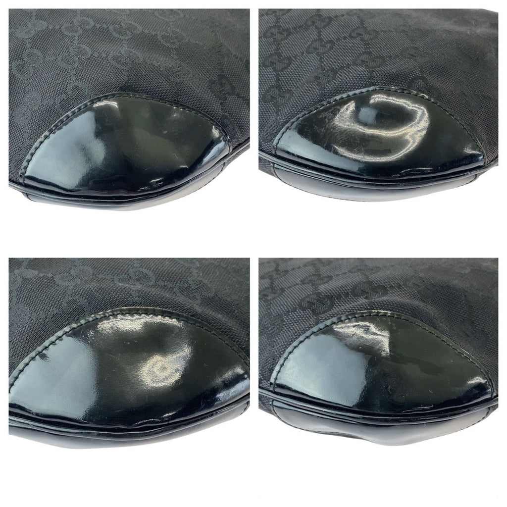 Gucci Black Gold GG Canvas Leather Hobo Shoulder Bag — view 3