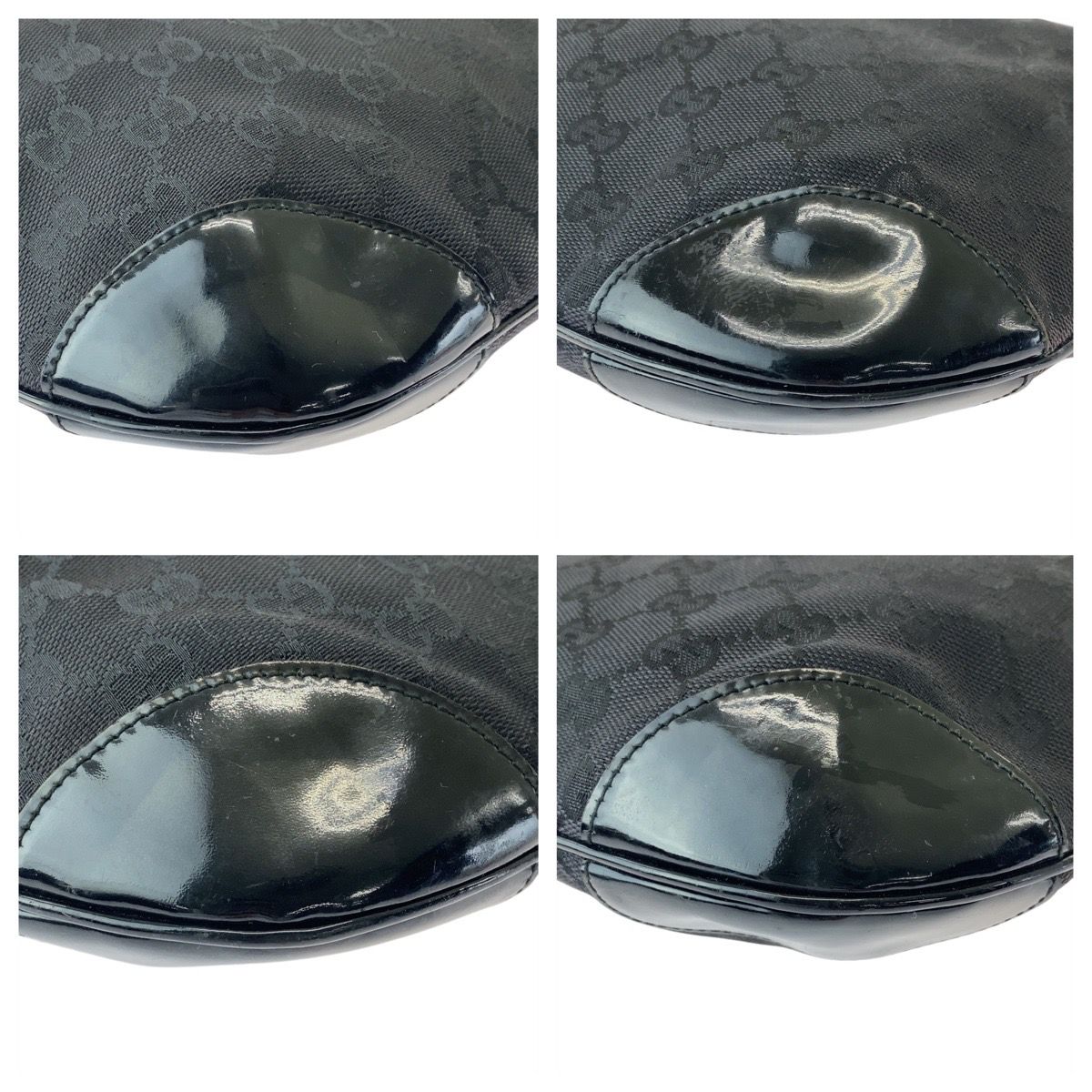 Gucci Black Gold GG Canvas Leather Hobo Shoulder Bag — view 3
