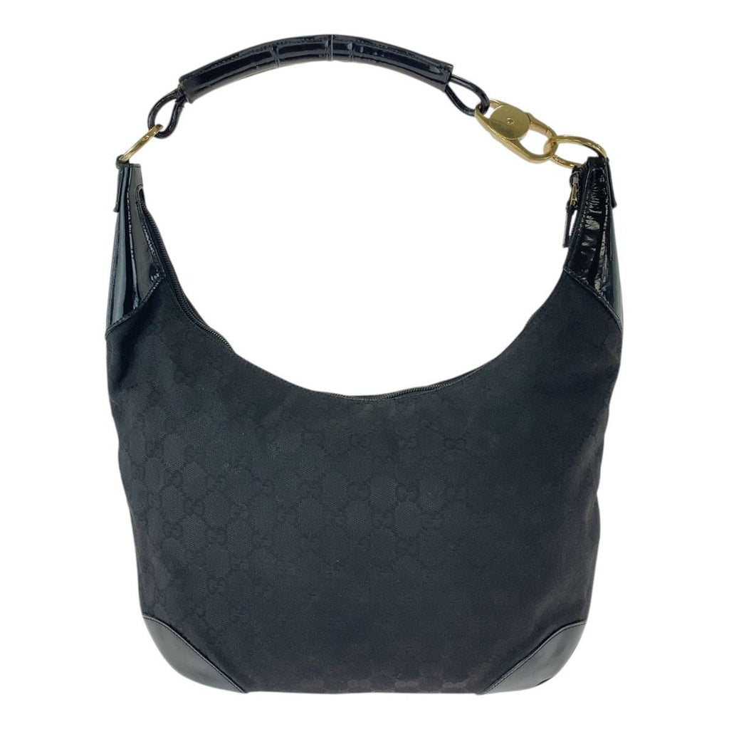 Gucci Black Gold GG Canvas Leather Hobo Shoulder Bag — view 2