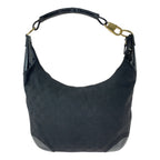 Gucci Black Gold GG Canvas Leather Hobo Shoulder Bag — view 2