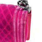Chanel Shoulder Bag Boy CC Logo Velvet Pink — view 6