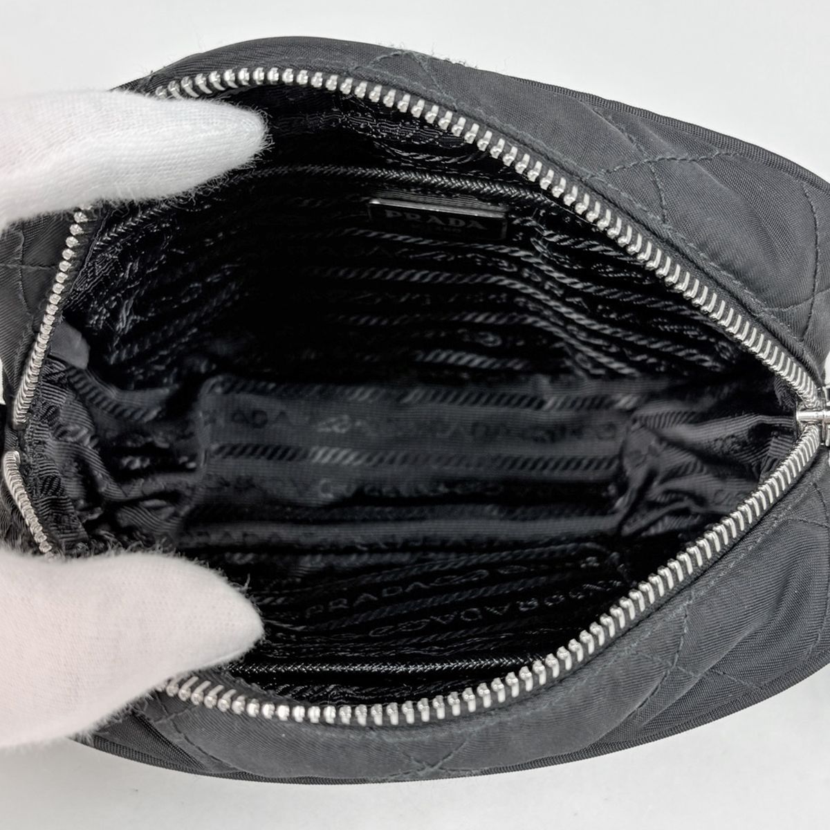 Prada Shoulder Bag Quilted 2-Way Nylon Nero — view 7
