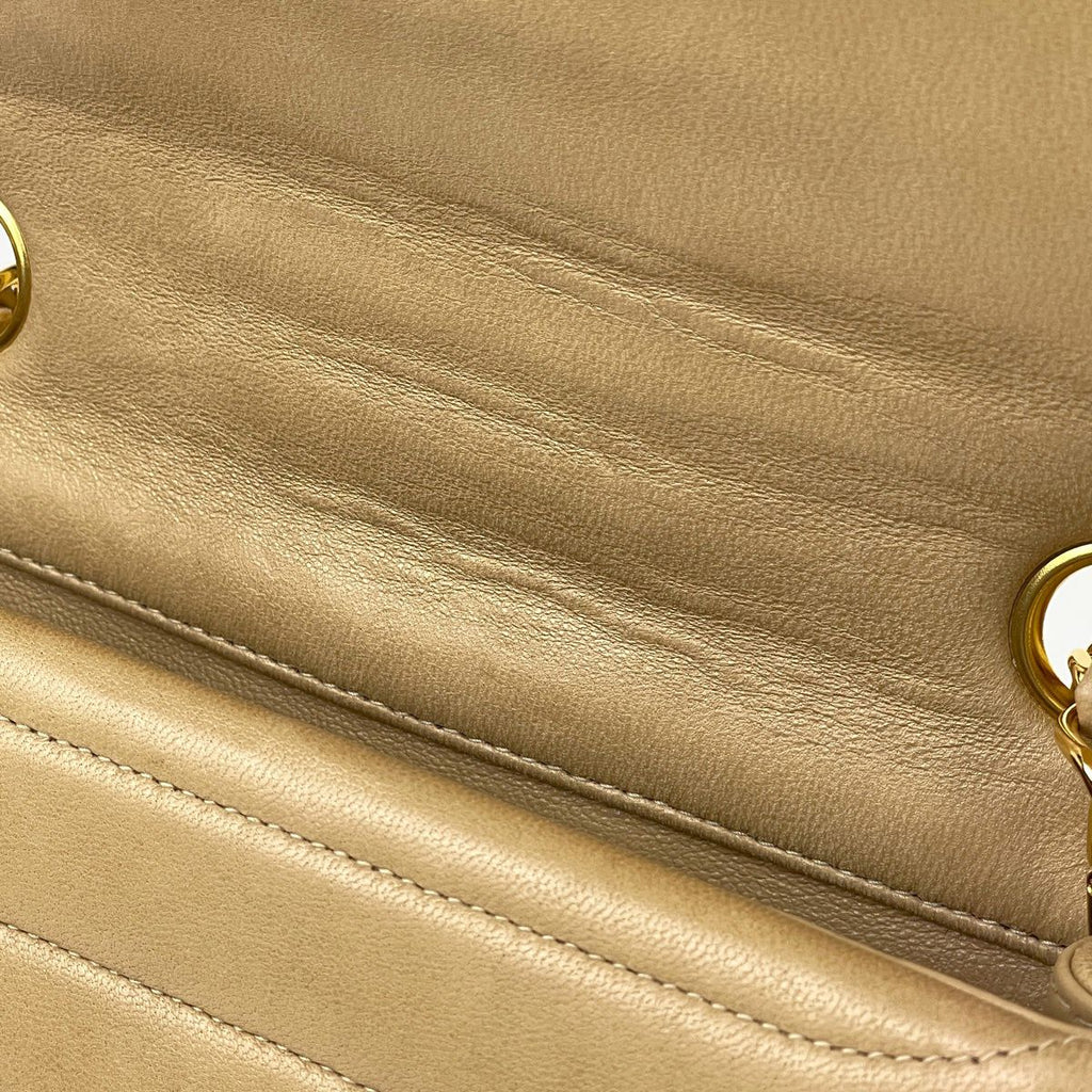Chanel Shoulder Bag CC Logo Double Flap Leather Beige — view 6