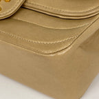 Chanel Shoulder Bag CC Logo Double Flap Leather Beige — view 3