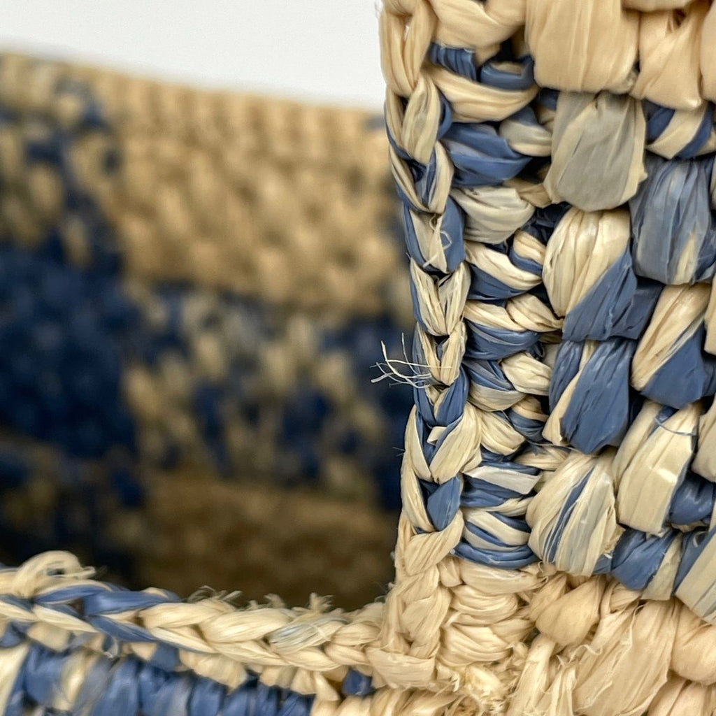 Loewe Font Tote Bag Small 2-Way Raffia Beige Blue — view 4