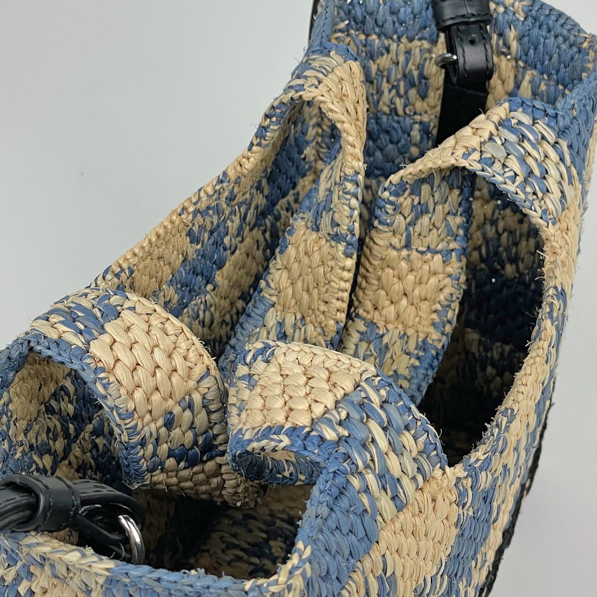 Loewe Font Tote Bag Small 2-Way Raffia Beige Blue — view 5