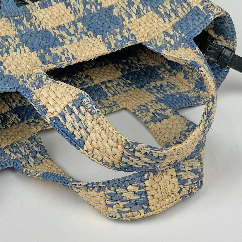 Loewe Font Tote Bag Small 2-Way Raffia Beige Blue — view 6