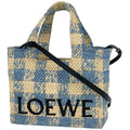 Loewe Font Tote Bag Small 2-Way Raffia Beige Blue