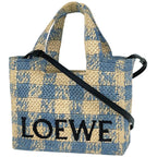 Loewe Font Tote Bag Small 2-Way Raffia Beige Blue
