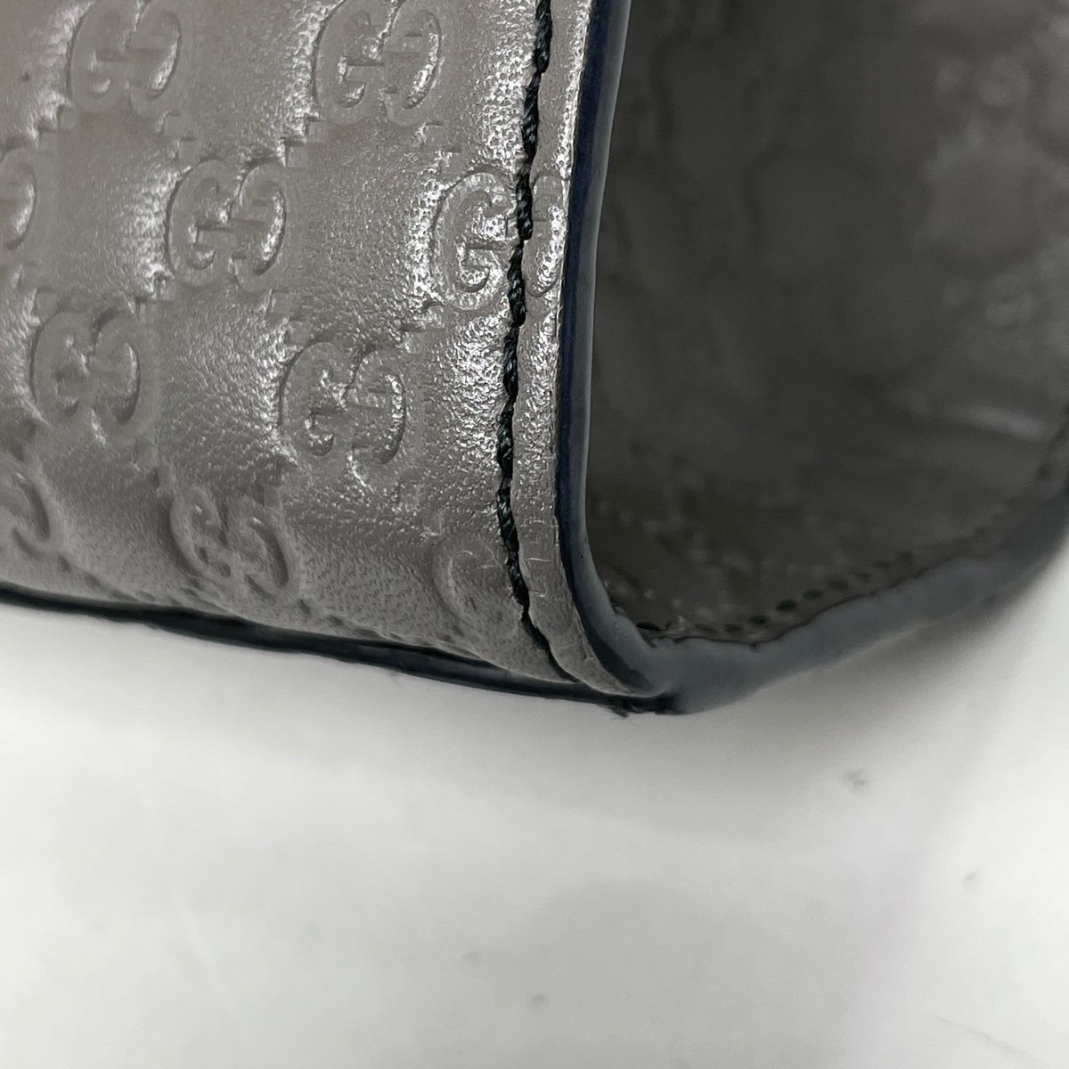 Gucci Shoulder Bag Emily Medium Micro Guccissima Horsebit Leather Gray — view 3
