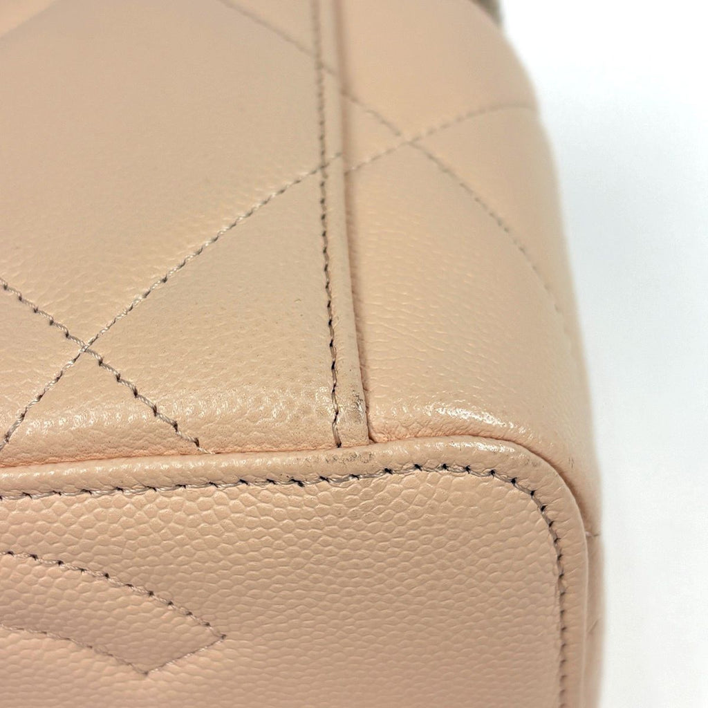 Chanel Shoulder Bag CC Logo Vanity Top Handle Caviar Leather Beige — view 3