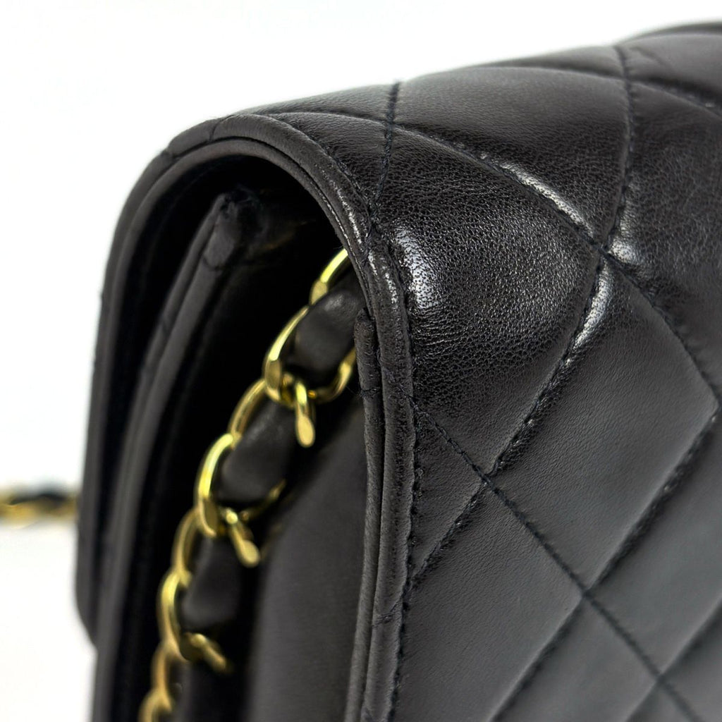 Chanel Shoulder Bag Quilted CC Logo Single Flap Push Lock Leather Black — view 6