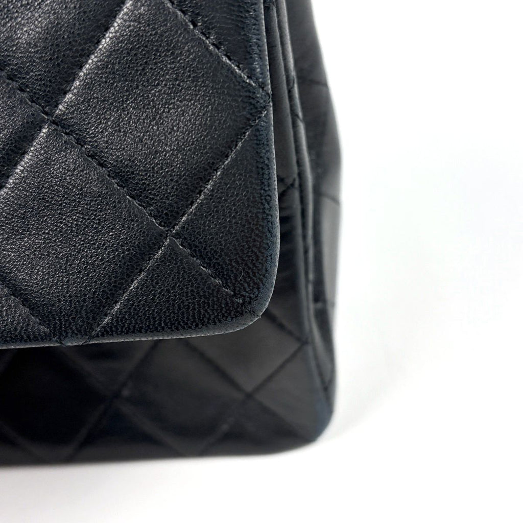 Chanel Shoulder Bag Quilted CC Logo Single Flap Leather Black — view 7