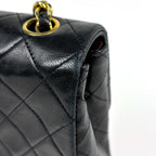 Chanel Shoulder Bag Quilted CC Logo Single Flap Leather Black — view 8