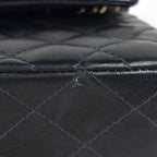 Chanel Shoulder Bag Quilted Double Flap CC Logo Leather Black — view 3