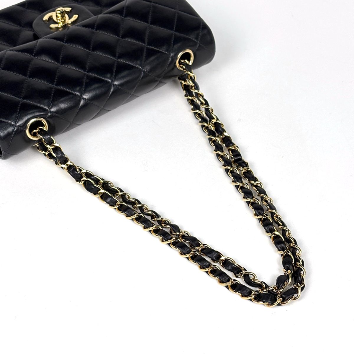 Chanel Shoulder Bag Quilted Double Flap CC Logo Leather Black — view 8