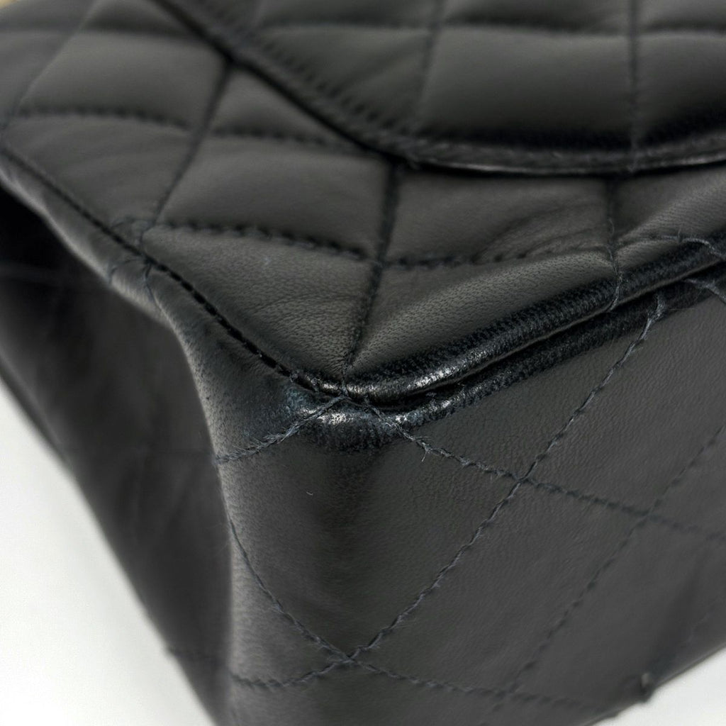 Chanel Shoulder Bag Quilted Double Flap CC Logo Leather Black — view 4