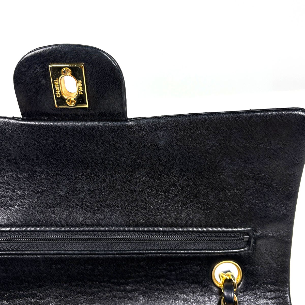 Chanel Shoulder Bag Quilted Double Flap CC Logo Leather Black — view 7